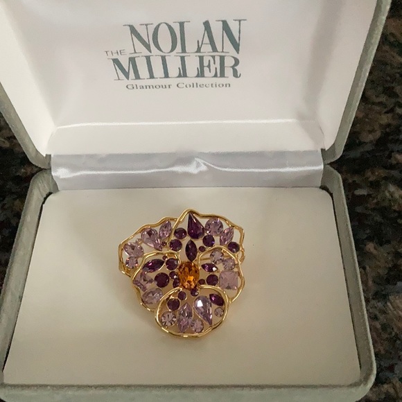 Nolan Miller Jewelry - NOLAN MILLER VINTAGE CRYSTAL WILD PANSY PIN